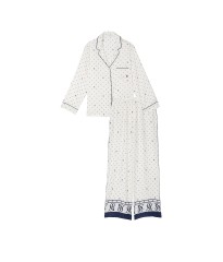 Пижама Satin Long Pajama Set Coconut White Dots