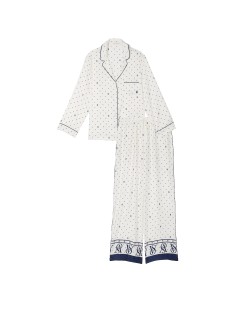 Піжама Satin Long Pajama Set Coconut White Dots