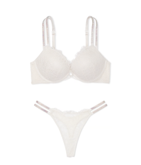 Комплект білизни Bombshell Add-2-Cups Double Shine Strap Lace Push-Up Bra Set Coconut White