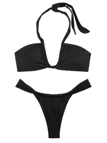 Купальник Twist Multiway Halter Bikini Top Twist Thong Bikini Bottom Black