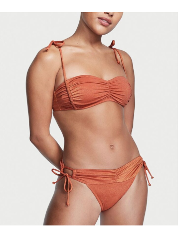 Купальник Ruched Shine Bralette Bikini Top Brazillian Bikini Bottom