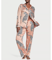 Піжама Satin Long Pajama Set Evening Blush Leopards