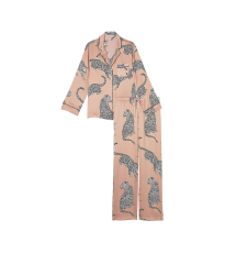 Пижама Satin Long Pajama Set Evening Blush Leopards