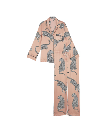 Піжама Satin Long Pajama Set Evening Blush Leopards