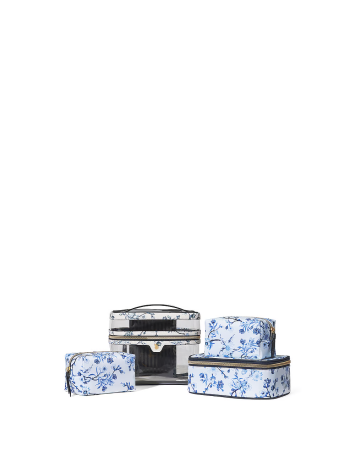 4 в 1 набір косметичок Victoria's Secret 4-Piece Makeup Bag Blue Floral