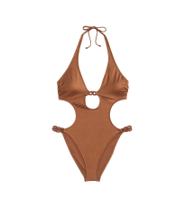 Купальник монокини Chain-Link Cut-Out Monokini One-Piece Swimsuit Caramel