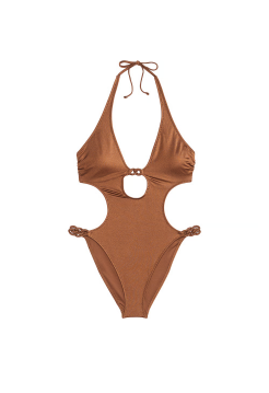 Купальник монокіні Chain-Link Cut-Out Monokini One-Piece Swimsuit Caramel