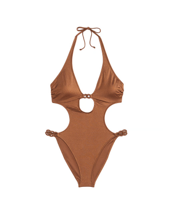 Купальник монокини Chain-Link Cut-Out Monokini One-Piece Swimsuit Caramel