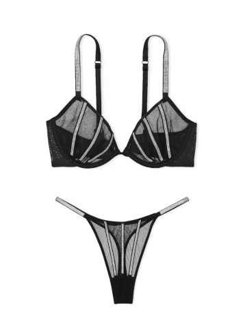 Комплект білизни Sheer Shine Low-Cut Demi Bra Black