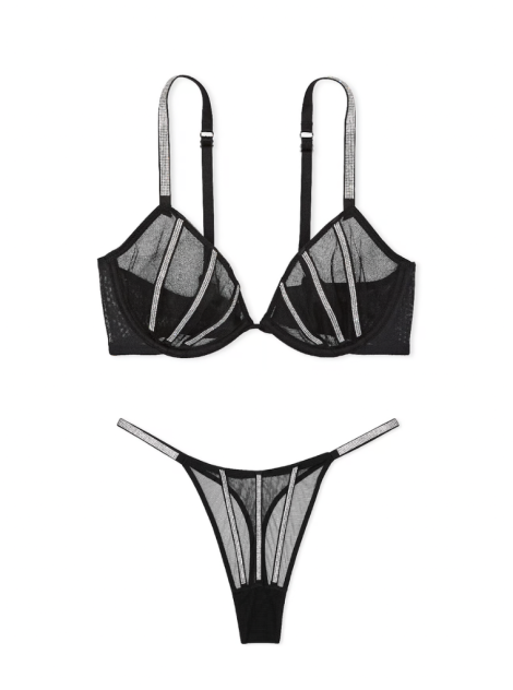 Комплект білизни Sheer Shine Low-Cut Demi Bra Black