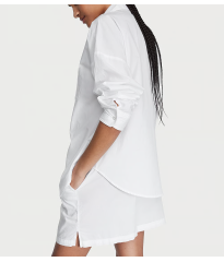 Пижама Cotton Long-Sleeve Shirt & Shorts Set Vs White