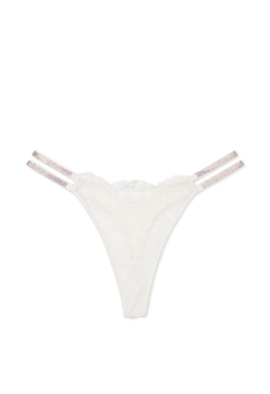 Трусики Double Shine Strap Lace Thong Panty Coconut White