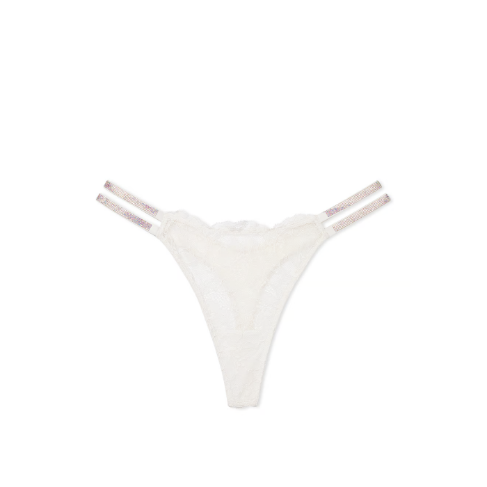 Трусики Double Shine Strap Lace Thong Panty Coconut White