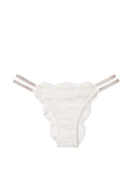 Трусики Double Shine Strap Lace Brazilian Panty Coconut White