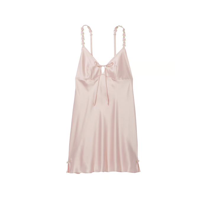 Пеньюар Satin Rosebud Embroidery Slip Pink Fizz