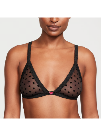 Комплект білизни Fun & Flirty Wireless Triangle Bralette Set Black Hearts