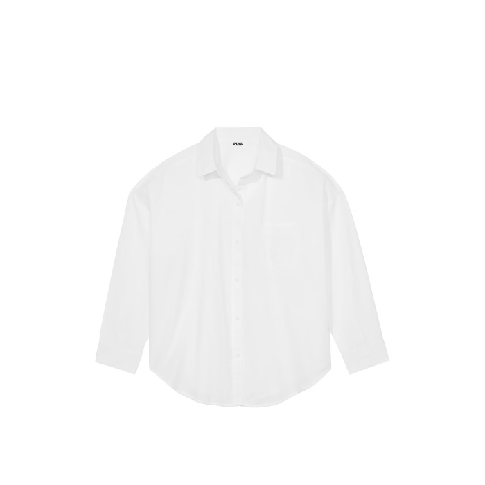 Рубашка Cotton Poplin Oversized Button-Down Sleepshirt Optic White