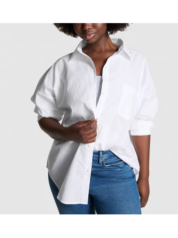 Сорочка Cotton Poplin Oversized Button-Down Sleepshirt Optic White