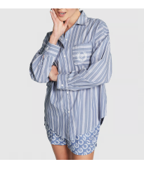 Сорочка Cotton Poplin Oversized Button-Down Sleepshirt Stripe