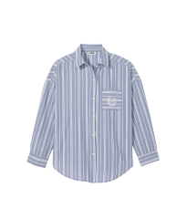 Рубашка Cotton Poplin Oversized Button-Down Sleepshirt Stripe