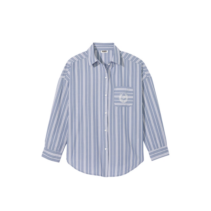 Рубашка Cotton Poplin Oversized Button-Down Sleepshirt Stripe