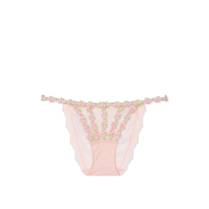 Трусики Rosebud Embroidery String Bikini Panty Pink Fizz