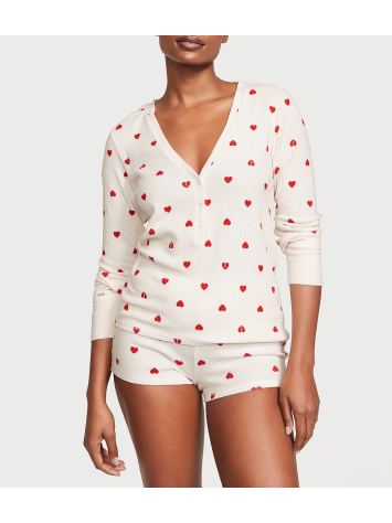 Піжама Thermal Short Pajama Set Coconut White Hearts