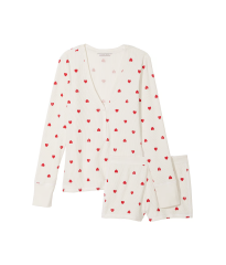 Пижама Thermal Short Pajama Set Coconut White Hearts
