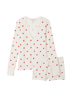 Піжама Thermal Short Pajama Set Coconut White Hearts