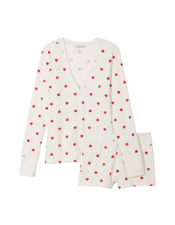 Пижама Thermal Short Pajama Set Coconut White Hearts