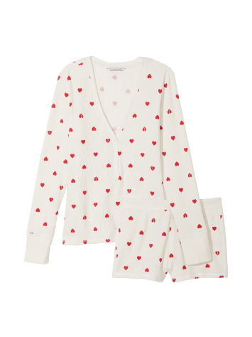 Піжама Thermal Short Pajama Set Coconut White Hearts