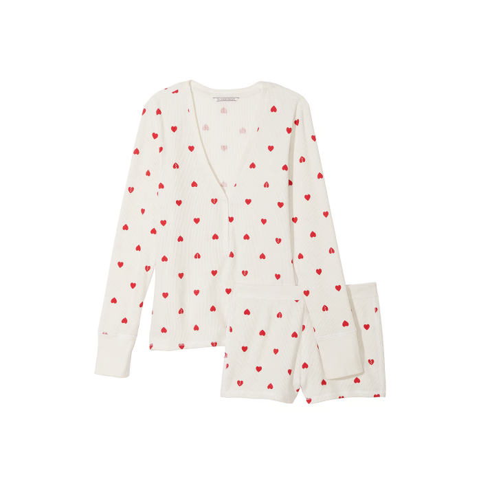 Піжама Thermal Short Pajama Set Coconut White Hearts