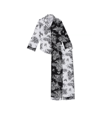 Піжама Cotton Long Pajama Set Black & White Tropical Toile