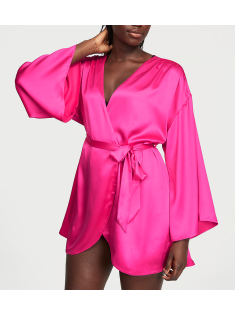 Сатиновий халат Satin Short Robe Hot Pink