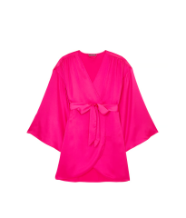 Сатиновий халат Satin Short Robe Hot Pink