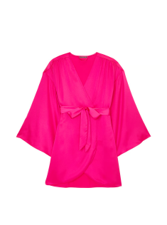 Сатиновий халат Satin Short Robe Hot Pink