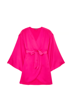 Сатиновий халат Satin Short Robe Hot Pink