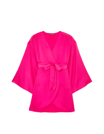 Сатиновий халат Satin Short Robe Hot Pink