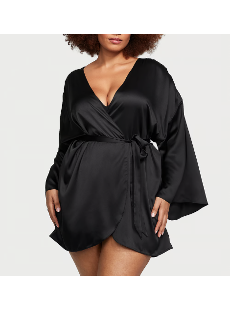 Сатиновый халат Satin Short Robe Black