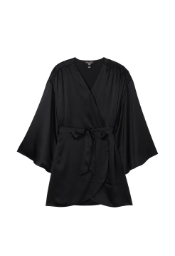 Сатиновий халат Satin Short Robe Black