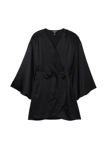 Сатиновий халат Satin Short Robe Black