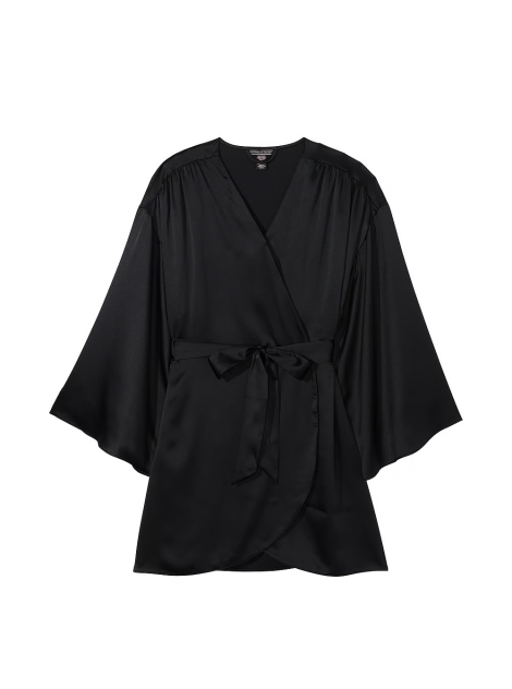 Сатиновый халат Satin Short Robe Black