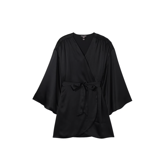 Сатиновый халат Satin Short Robe Black
