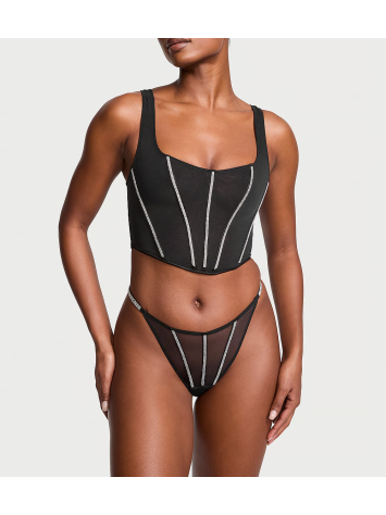 Комплект білизни Sheer Shine Corset Top Set Black