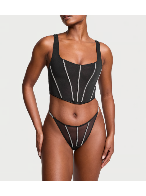 Комплект білизни Sheer Shine Corset Top Set Black