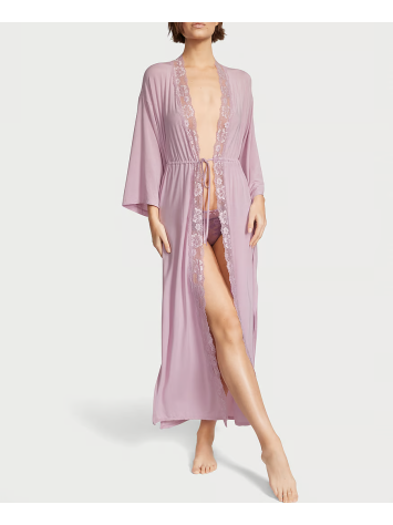 Халат Modal Lace-Trim Long Robe Lavander