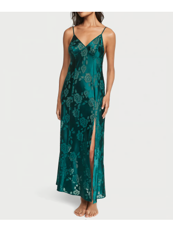 Пеньюар VS Архів Burnout Satin Slip Deepest Green