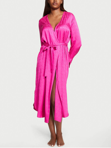 Халат Icon Satin Long Robe Fuchsia Frenzy