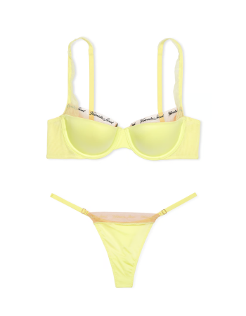 Комплект белья Logo Embroidery Lightly Lined Balconette Bra Set Citron Glow