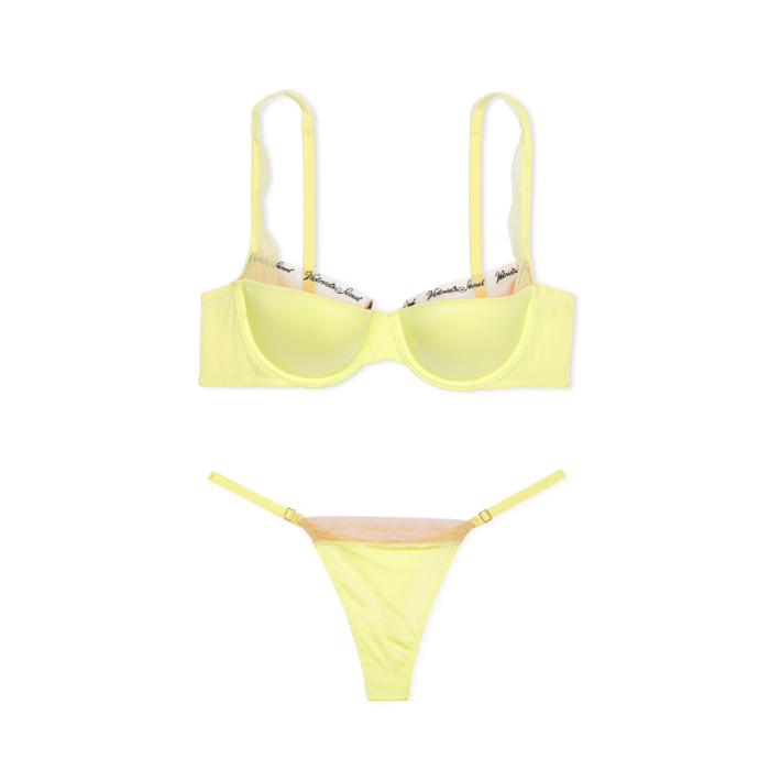 Комплект білизни Logo Embroidery Lightly Lined Balconette Bra Set Citron Glow